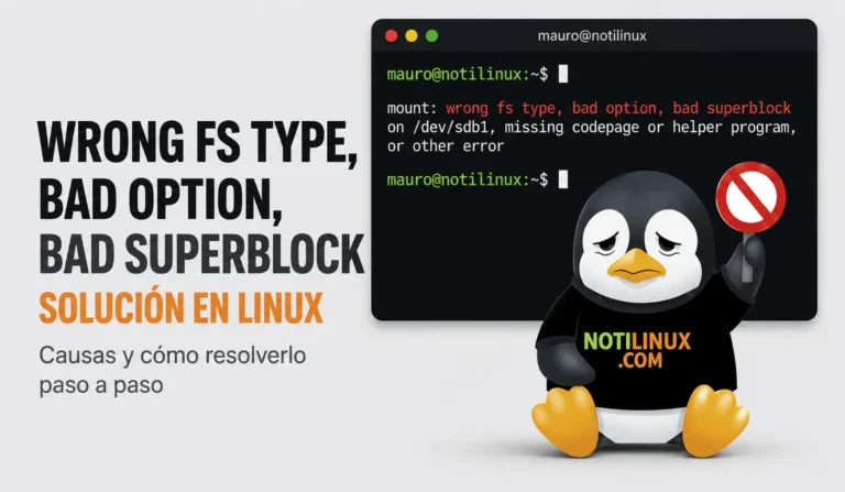Solución a: «wrong fs type, bad option, bad superblock» en Linux